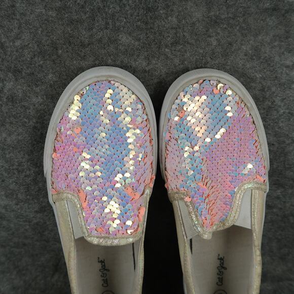 Cat & Jack Shoes Kids 2 Sneakers Slip On Casual Trainers Sequin Embellished Pink - Picture 7 of 11